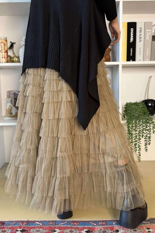 Bowie Mesh Midaxi Skirt Earth /22 =